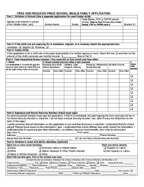 Free and Reduced Price School Meals Application