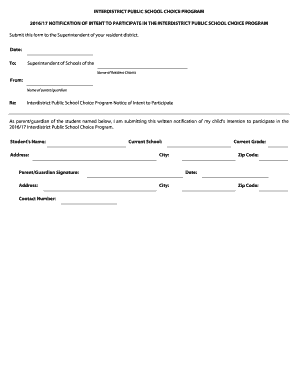 Interdistrict Public School Choice Program Notification