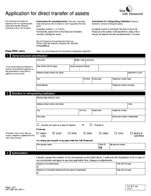 Application for Direct Transfer of Assets
