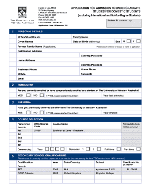 UWA Undergraduate Application Form