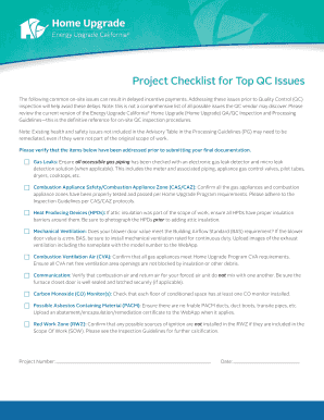 California Home Upgrade QC Checklist