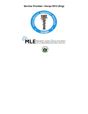 Service Provider Questionnaire Kenya 2014
