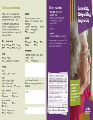 Brighton & Hove City Council Adult Social Care Complaints Form