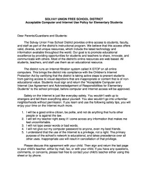 Solvay Elementary Student Internet Use Agreement