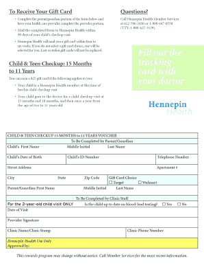 Child & Teen Checkup Gift Card Voucher