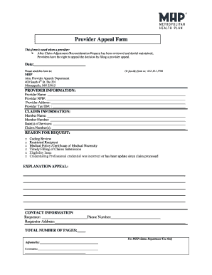 Provider Appeal Form