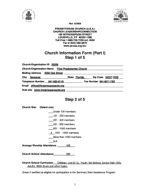 Church Information Form Part I