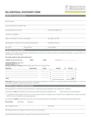 IRA Additional Investment Form