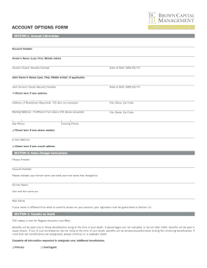 Account Options Form