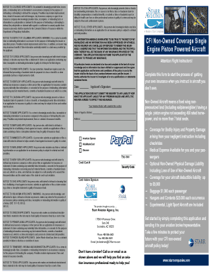 CFI Non-Owned Aircraft Insurance Application