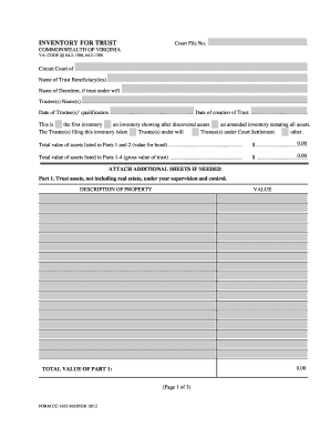 Virginia Trust Inventory Form