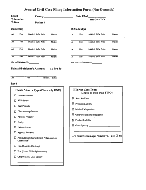 General Civil Case Filing Information Form