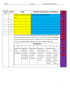 Student Assessment and Reflection Form