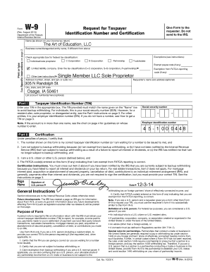 IRS Form W-9 Request for Taxpayer Identification Number and Certification