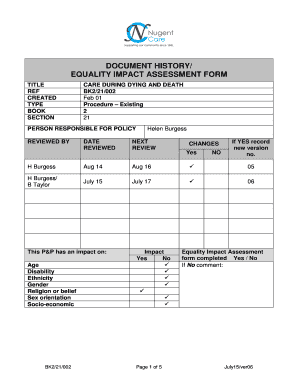 Equality Impact Assessment Form