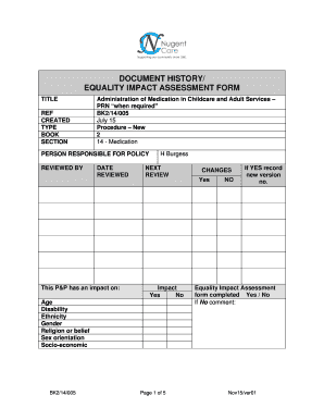 Equality Impact Assessment Form