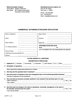 Commercial Automobile/Truckers Application