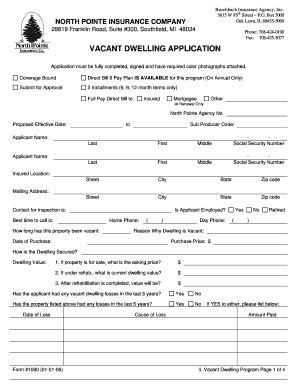 Vacant Dwelling Insurance Application