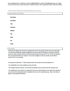 VetPartners Membership Classification Survey