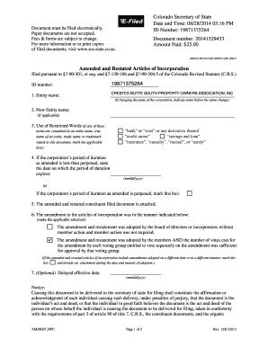 Amended and Restated Articles of Incorporation