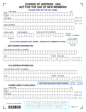 Change of Address Form