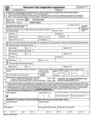 Wisconsin Voter Registration Application Submitted by Mail