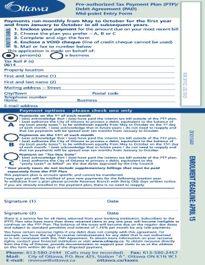 City of Ottawa Pre-Authorized Tax Payment Plan
