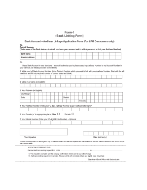 Bank Aadhaar Linking Form