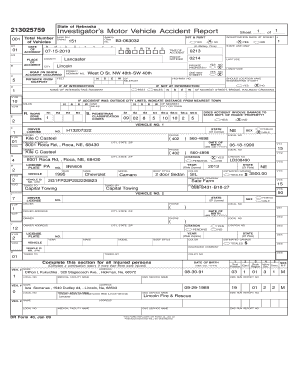 Nebraska Motor Vehicle Accident Report