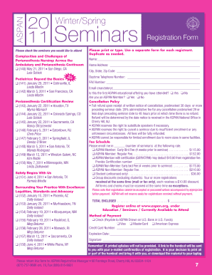 ASPAN Seminar Registration Form