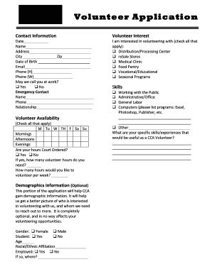 Volunteer Application Form