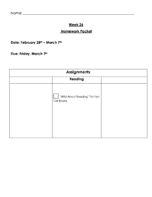 Wild About Reading Homework Packet
