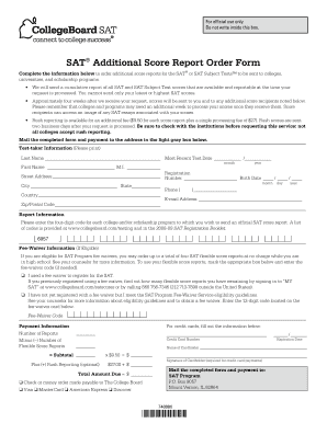 SAT Additional Score Report Order Form