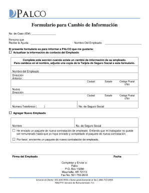 Formulario para Cambio de Información