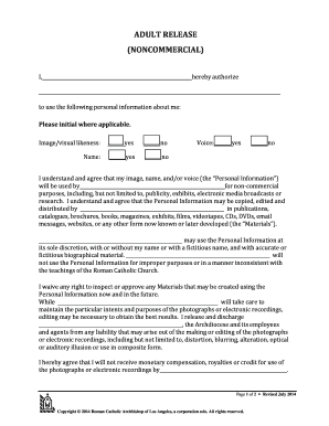 Adult Release Noncommercial Authorization