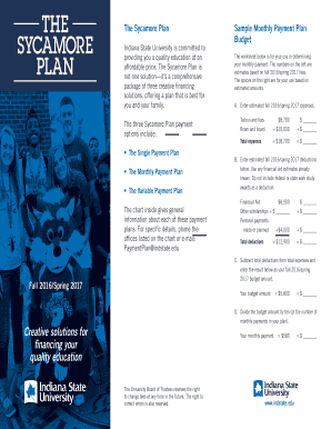 Sycamore Plan Monthly Payment Plan