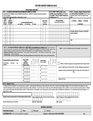 CPS Fee Waiver Form 2014-2015
