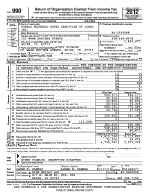 Form 990 2012 Tax Return