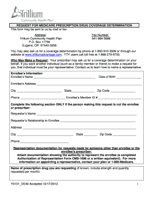 Medicare Prescription Drug Coverage Determination Form