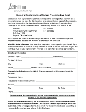 Request for Redetermination of Medicare Prescription Drug Denial
