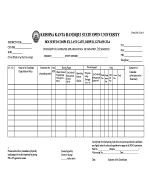 BCA Examination Candidate Statement Form