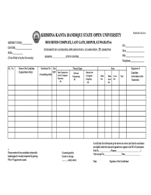BCA Examination Candidate Statement Form