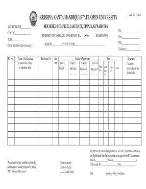 B.A. Examination Candidate Statement Form