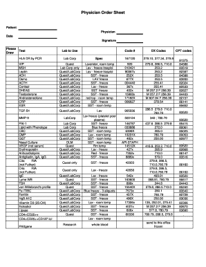 Physician Order Sheet