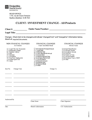 Formulaire de modification de placement client