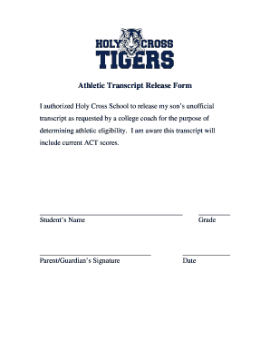 Athletic Transcript Release Form