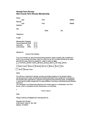 Nevada Farm Bureau Membership Application