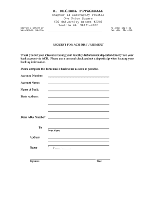 ACH Disbursement Request Form