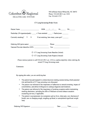 CT Lung Screening Order Form