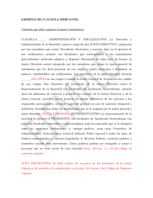 Ejemplo de Cláusula Mercantil